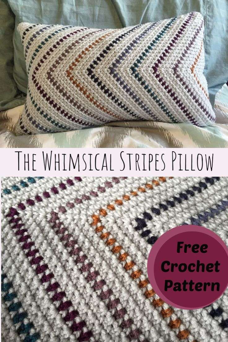 Moss Stitch Striped Crochet Pillow Pattern