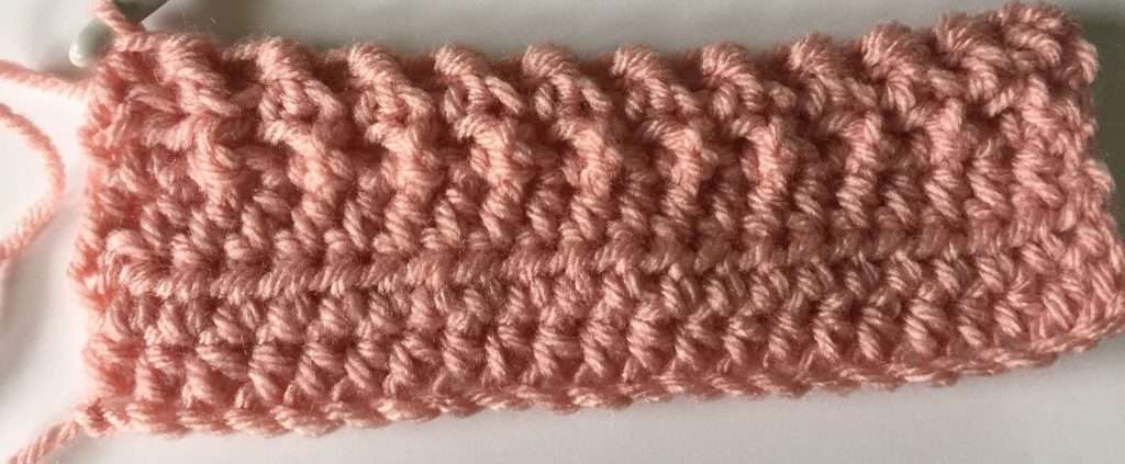 Two Rows of Crossed Half Double Crochet Stitches