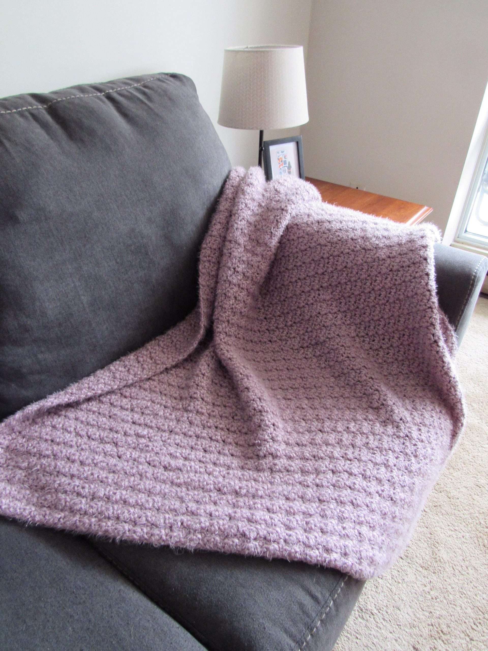 Purple Lemon Peel Stitch Crochet Blanket