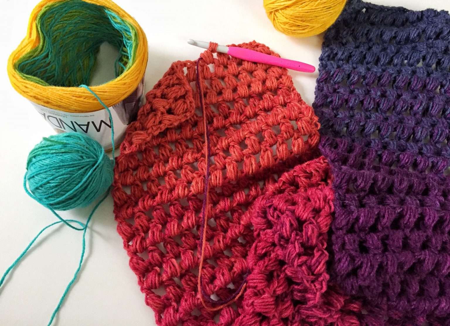 How to Crochet a Puff Stitch Infinity Scarf - This Pixie Creates