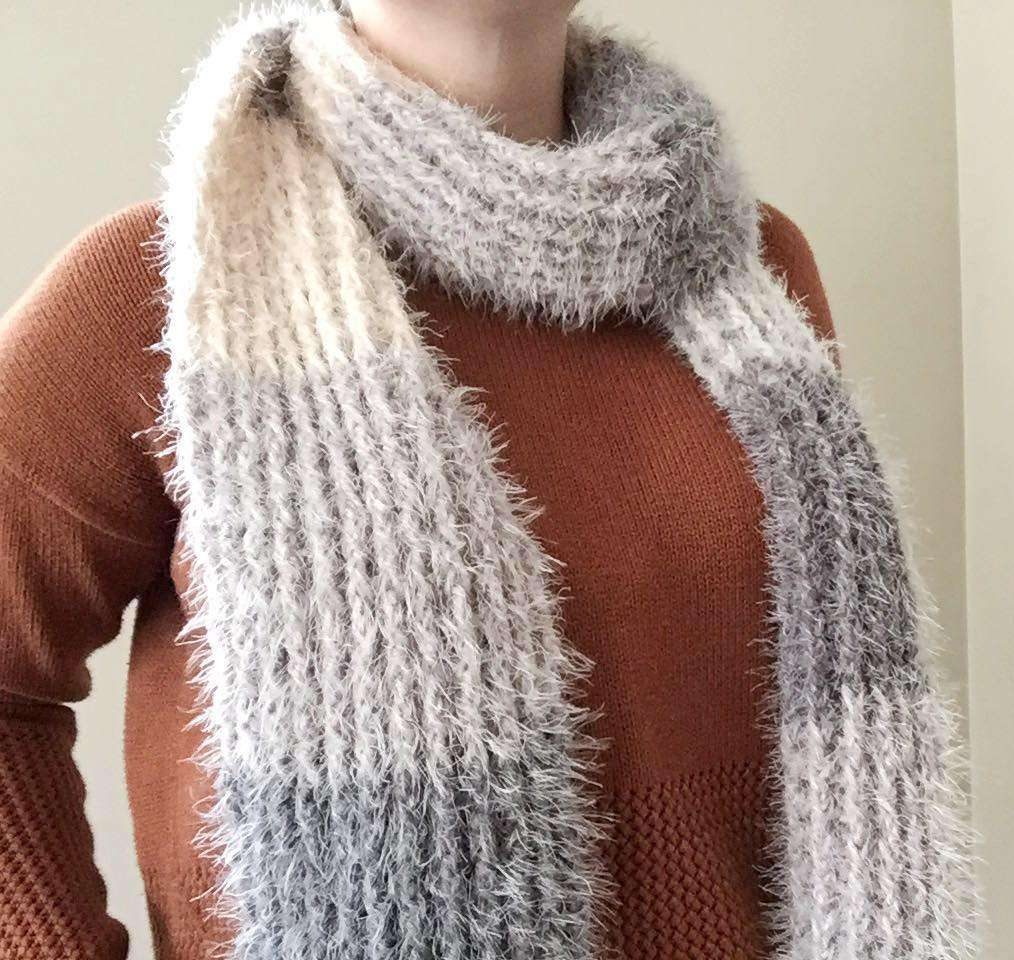Easy Caron Cake Lattes Crochet Textured Scarf using Front and Back Post Post Double Crochet