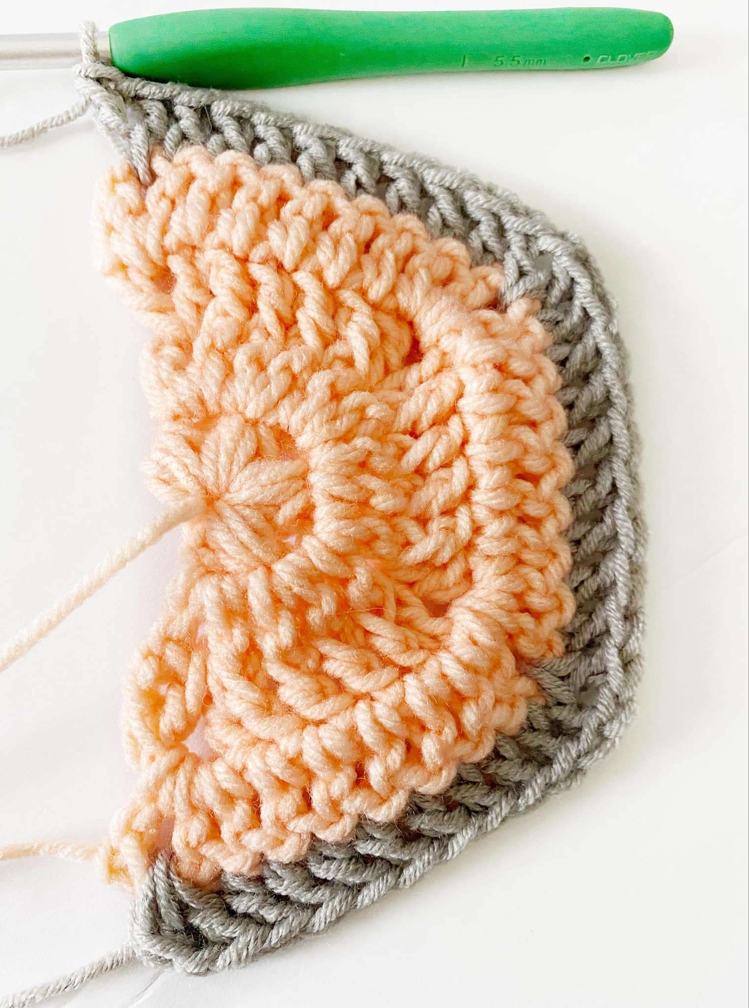 Round 5 of the Dusk to Dawn Crochet Textured Trapezoid