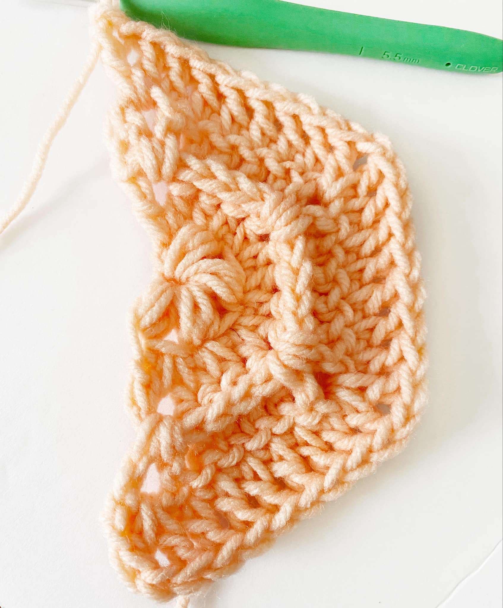 Row 4 of the Dusk to Dawn Textured Crochet Trapezoid