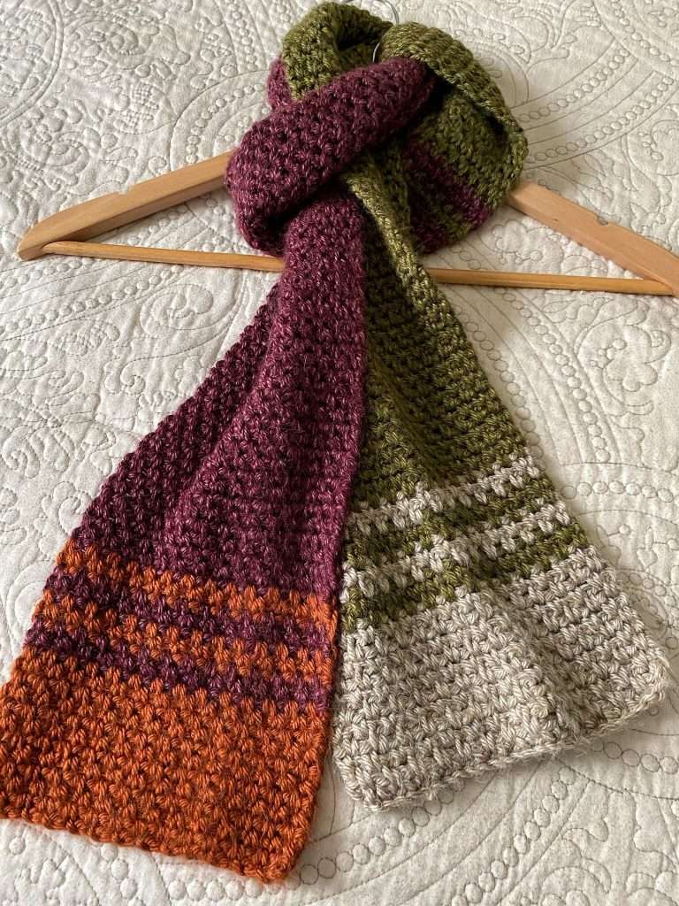 In the Book Stacks Crochet Moss Stitch Scarf Pattern