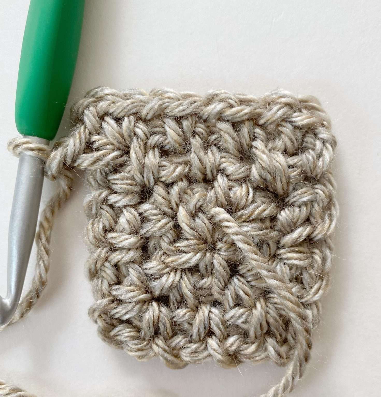 How to Crochet a Perfect Moss Stitch Square - This Pixie Creates