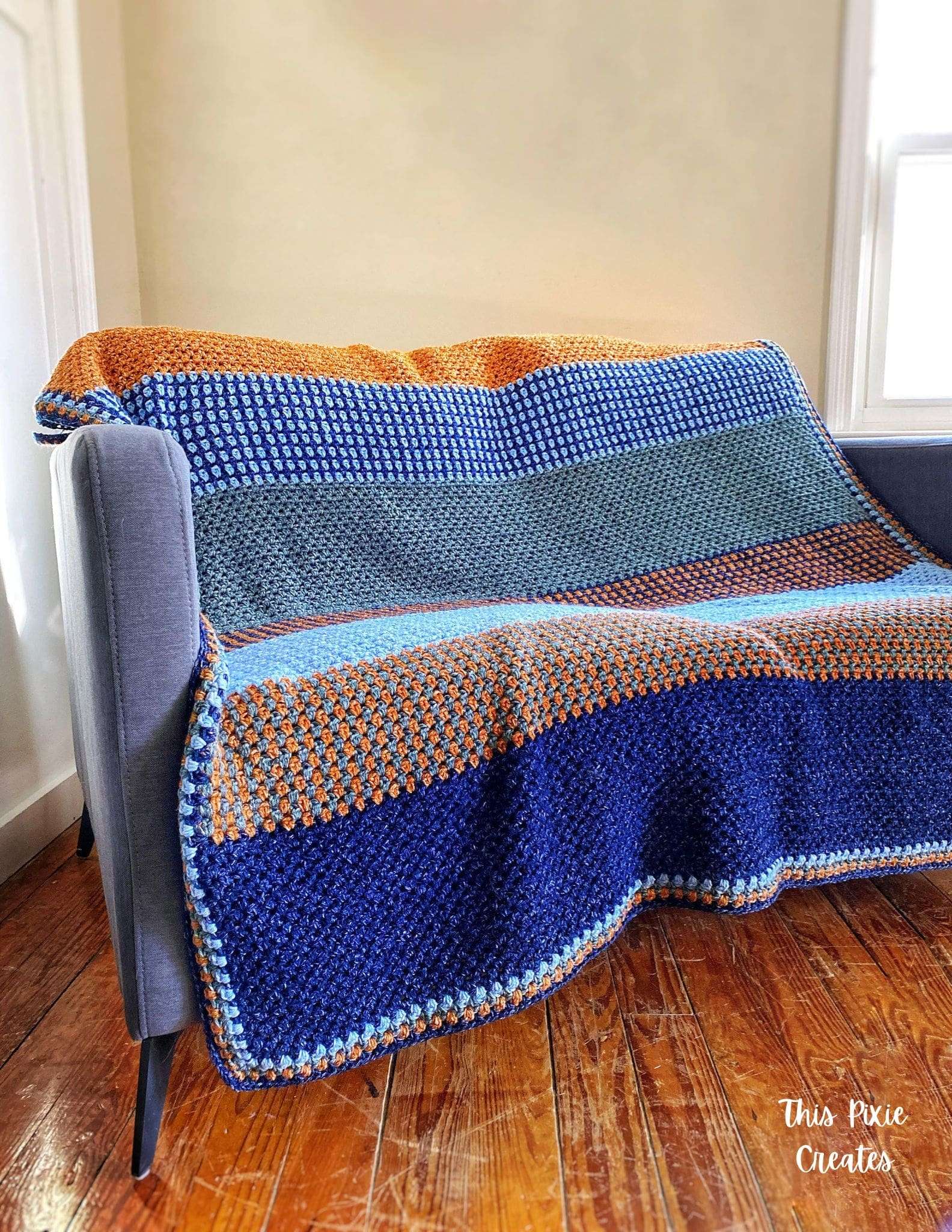 Fall in Love Blanket Granny Striped Crochet Blanket in Fall Colors