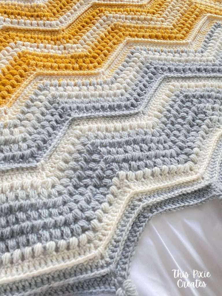 Easy Puff Stitch Chevron Crochet Blanket Pattern