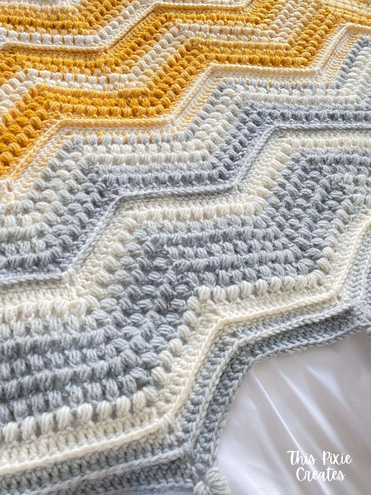 Easy Puff Stitch Chevron Crochet Blanket Pattern