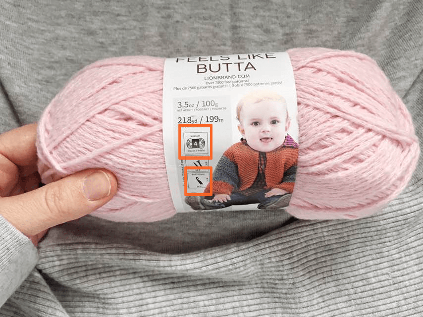 Yarn Weight and Recommended Hook Size on Yarn Label