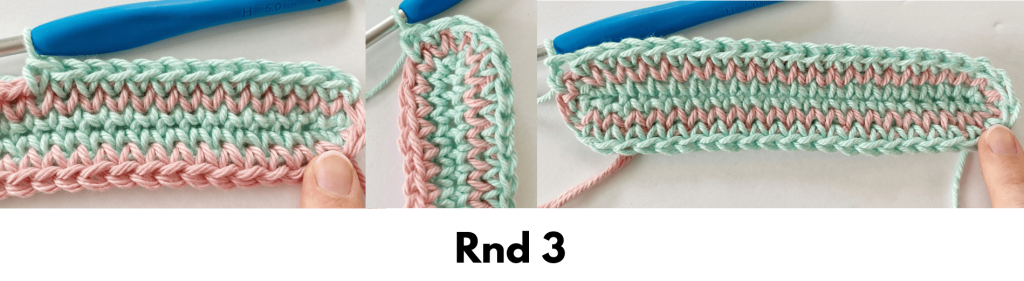 Rnd 3 of the Knit Like Crochet Potholder