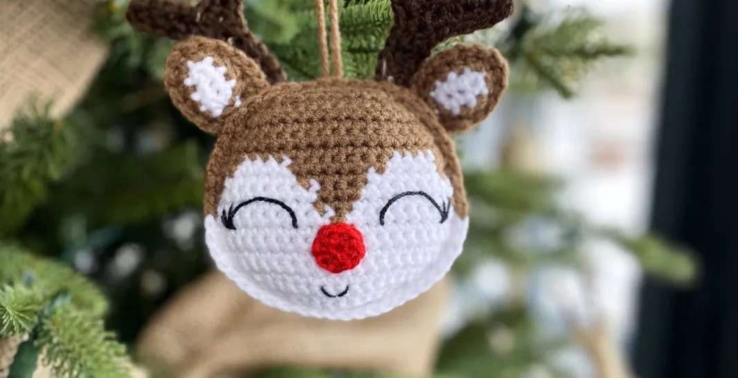 Rudolph Christmas Crochet Ornament by Spin a Yarn