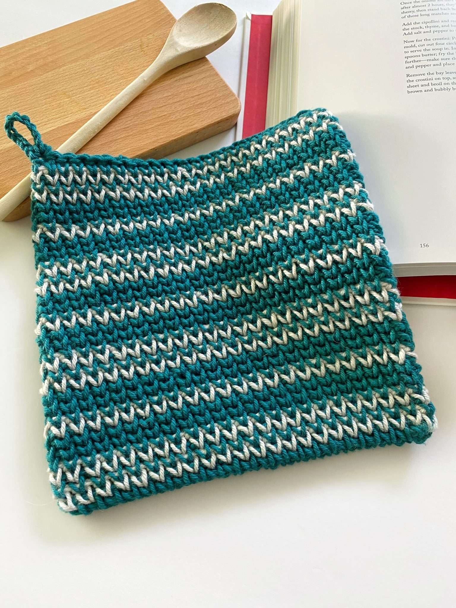 Easy Waistocat Single Crochet Striped Crochet Potholder Pattern