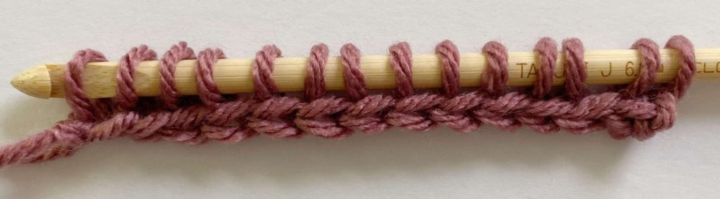 Tunisian Simple Stitch Tutorial - Row 1 Forward Pass