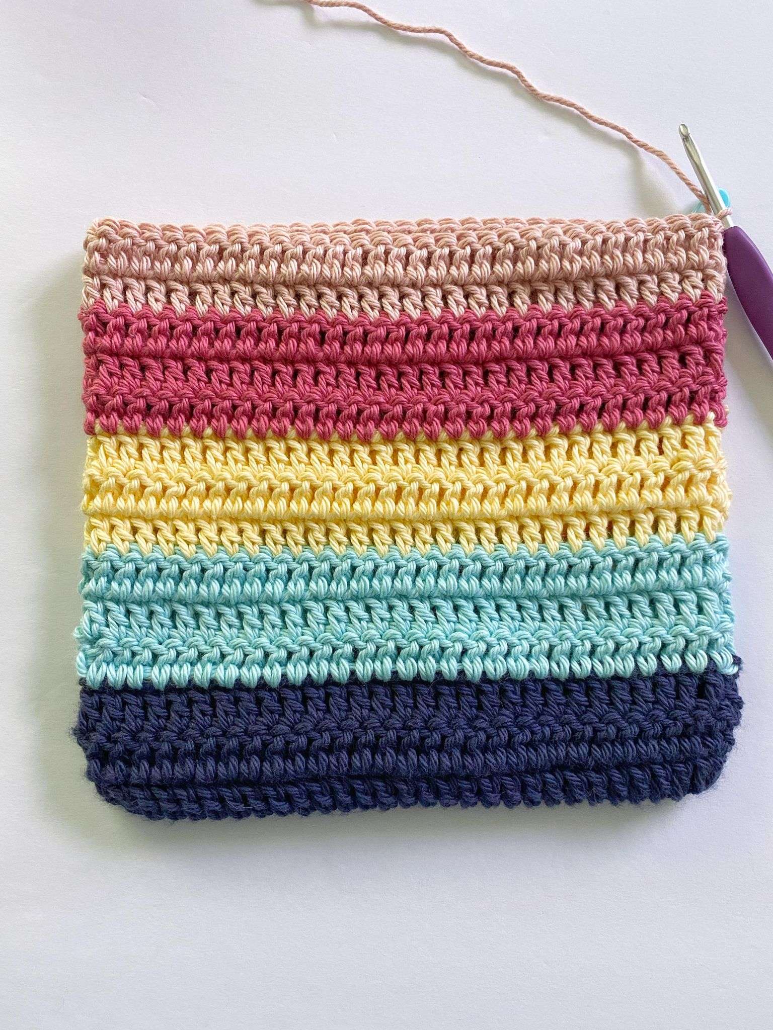 Beachy Striped Double Thick Crochet Potholder Free Pattern