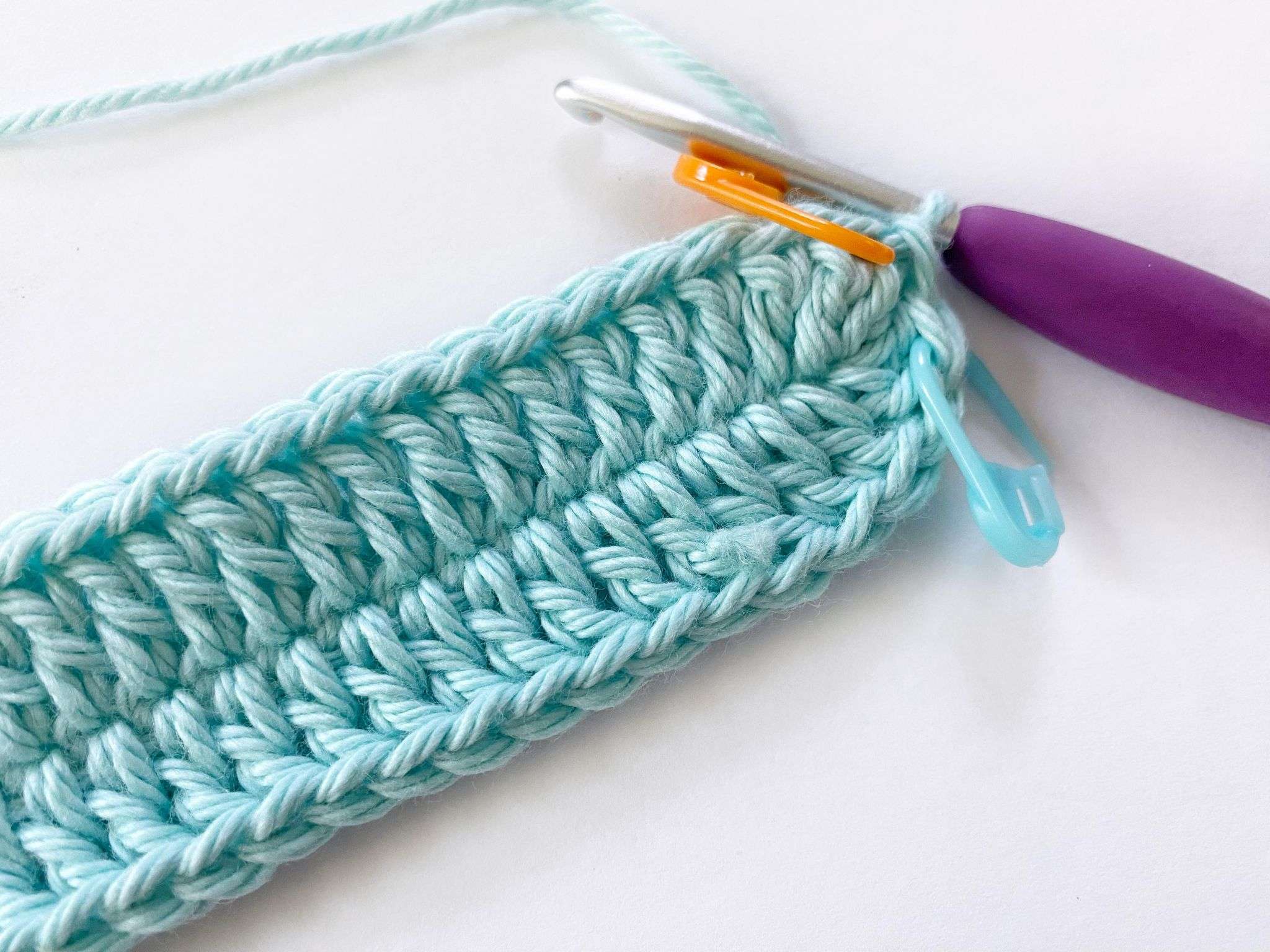 Round 1 of the double crochet potholder
