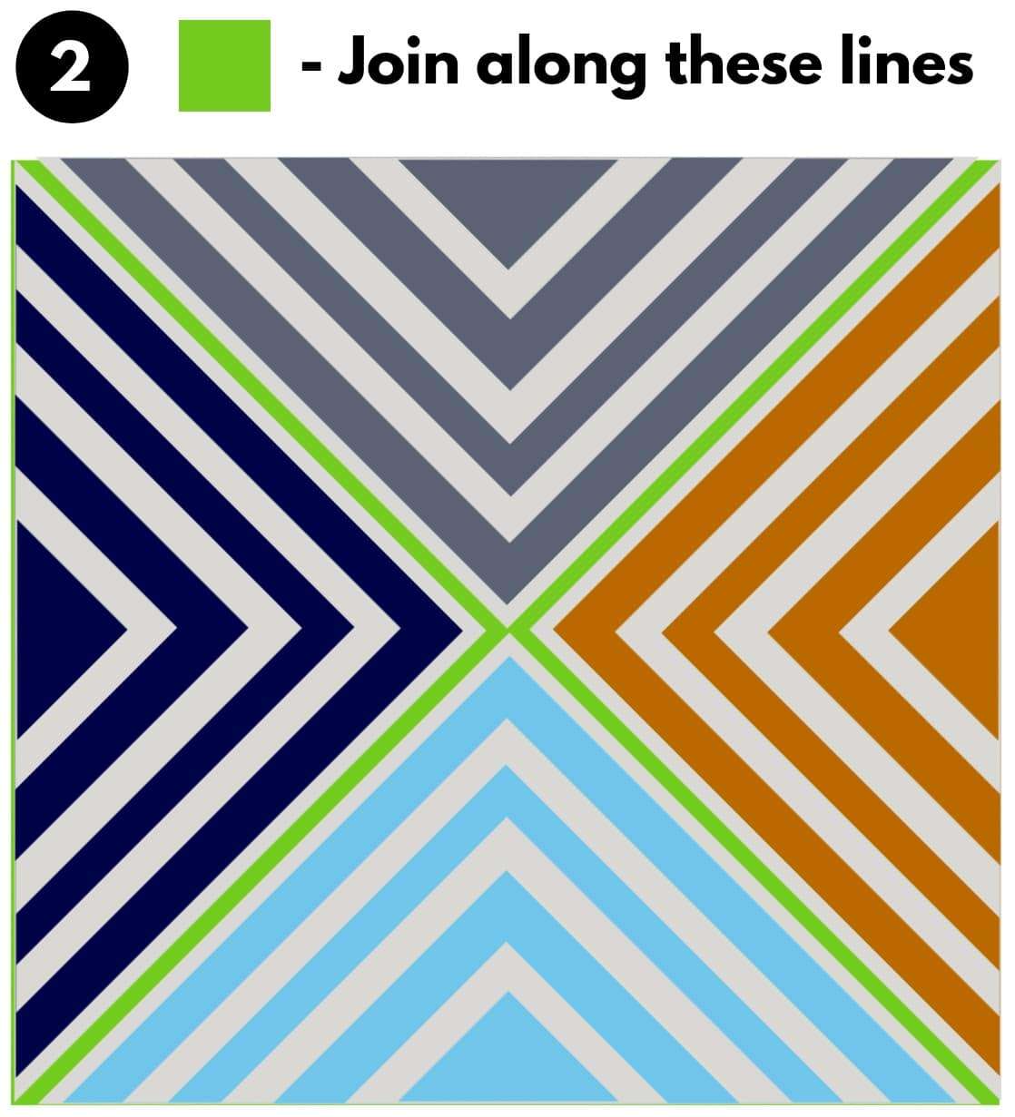 Four Triangles Moss Stitch Crochet Blanket Diagram