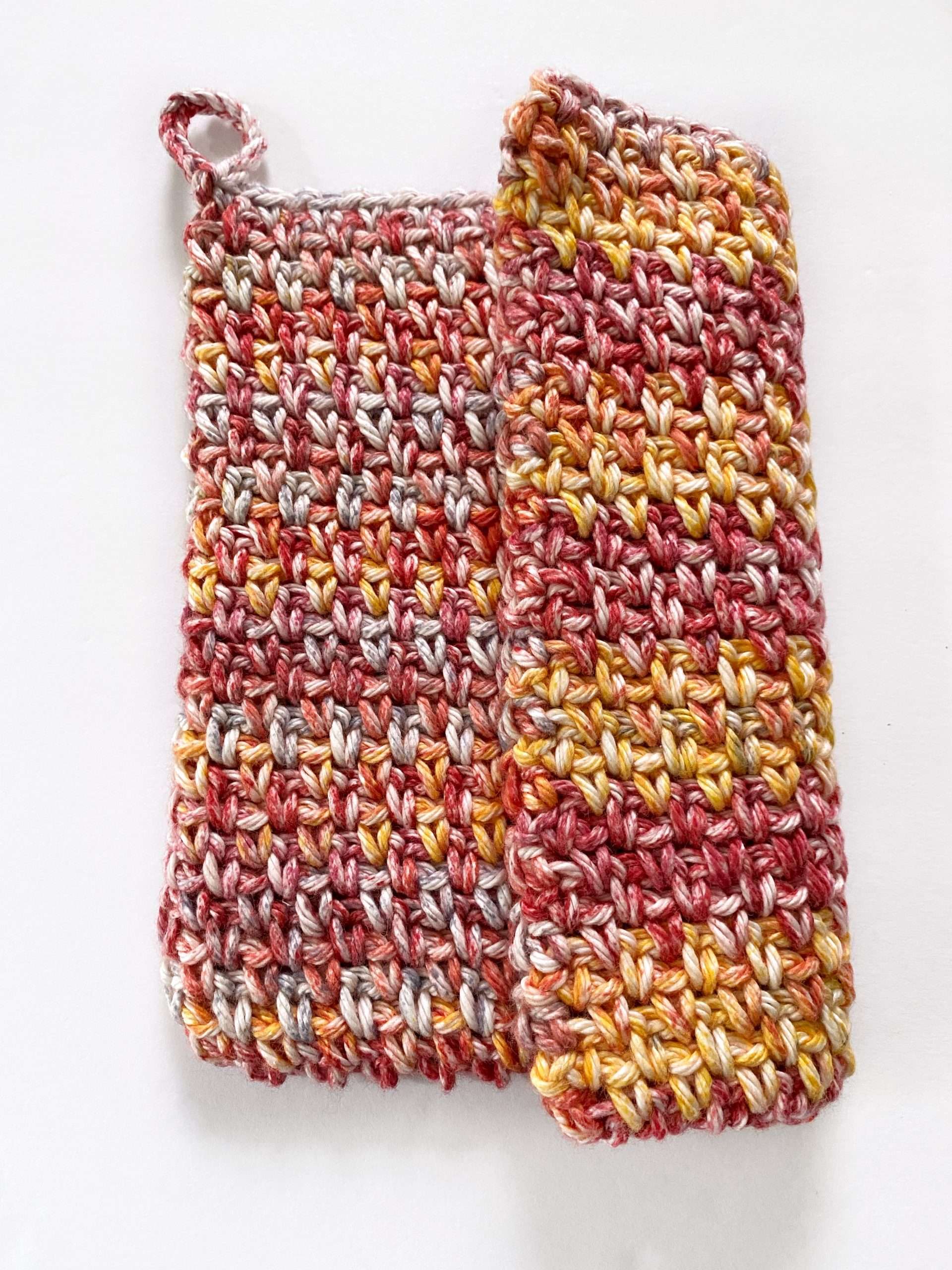 Invisible Side Seam of the Moss Stitch Crochet Potholder