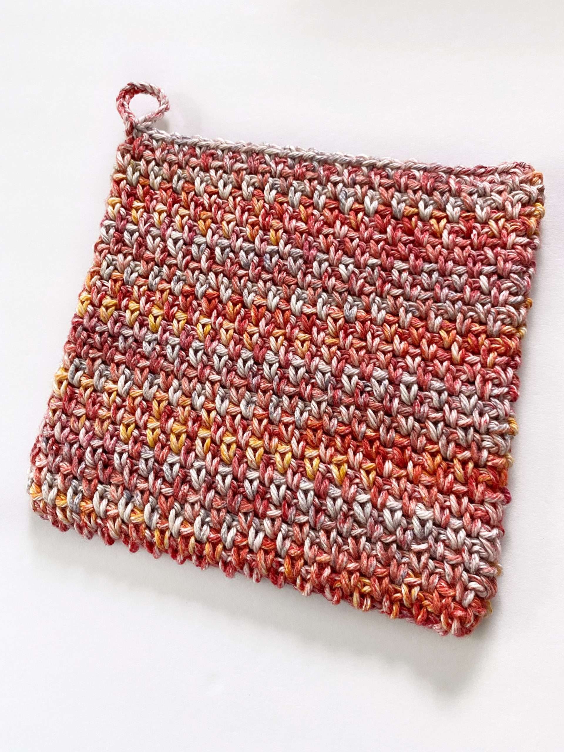 Front Side of the Moss Stitch Crochet Potholder