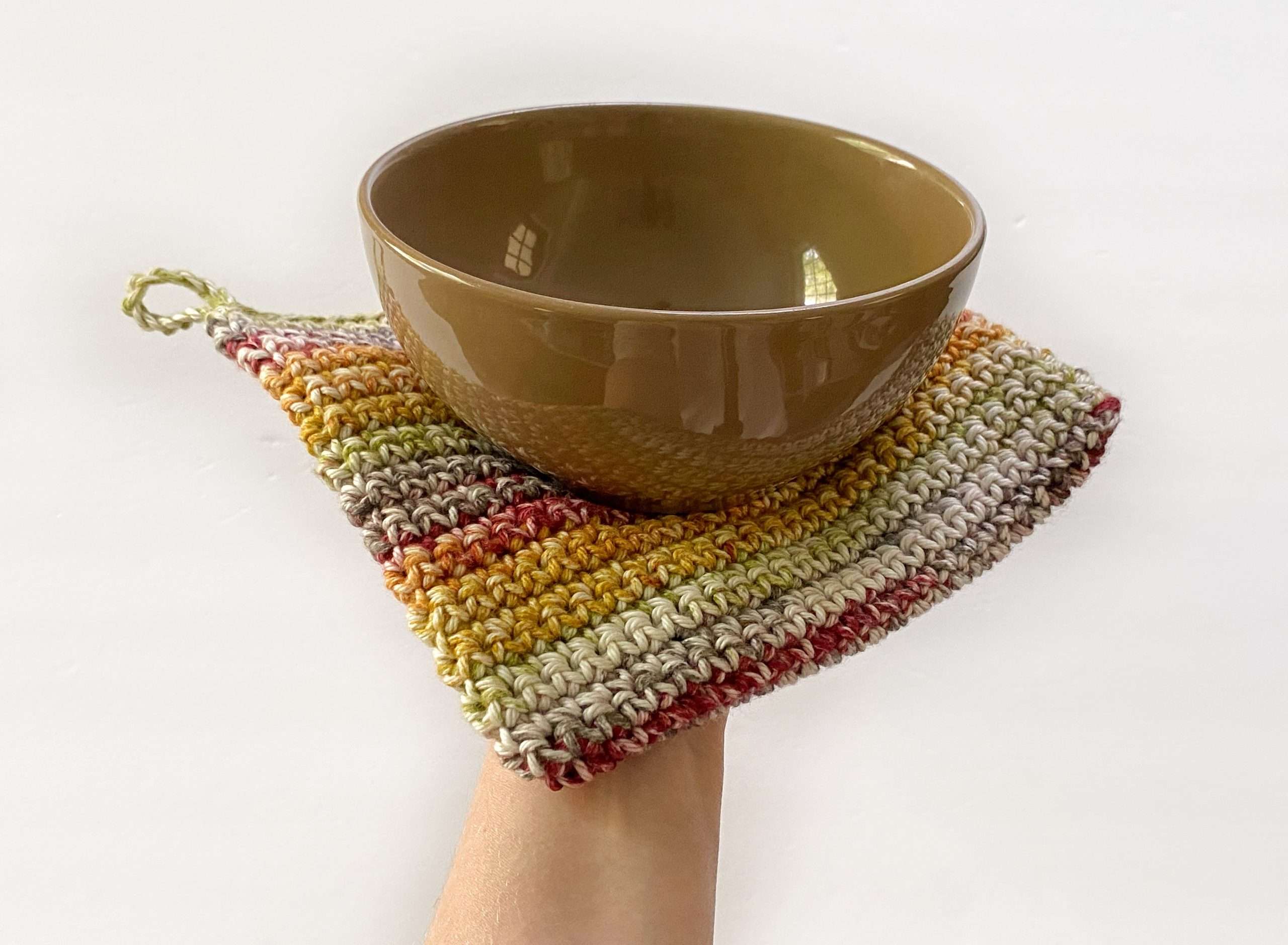 Double Thick Single Crochet Potholder in the Round for Beginners