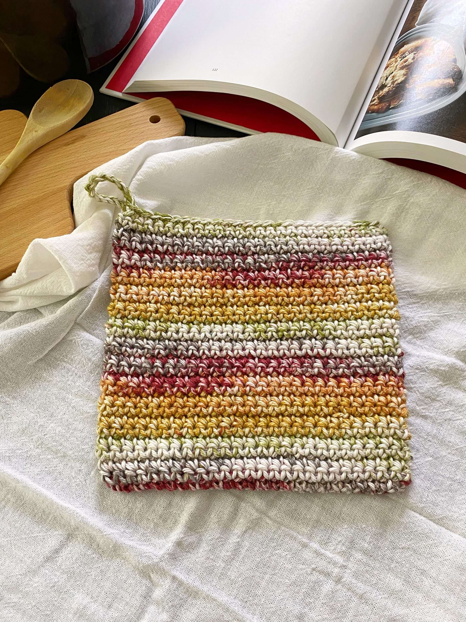 Easy Beginner Single Crochet Double Thick Potholder in the Round