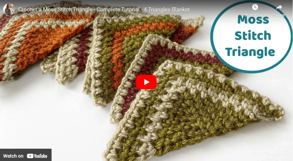 Crochet a Moss Stitch Triangle Youtube Video Tutorial