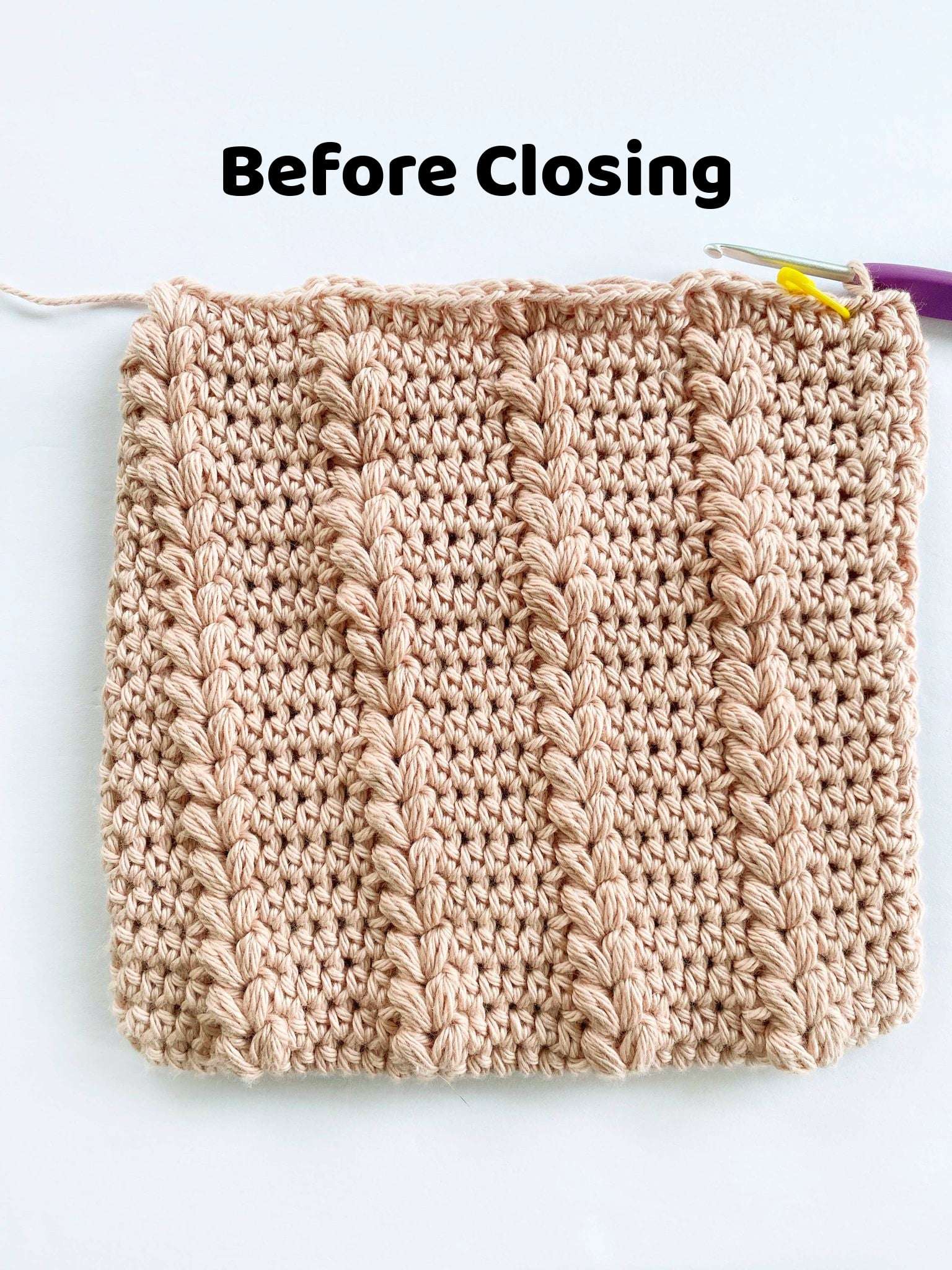 Puff Stitch Heart Crochet Potholder Design