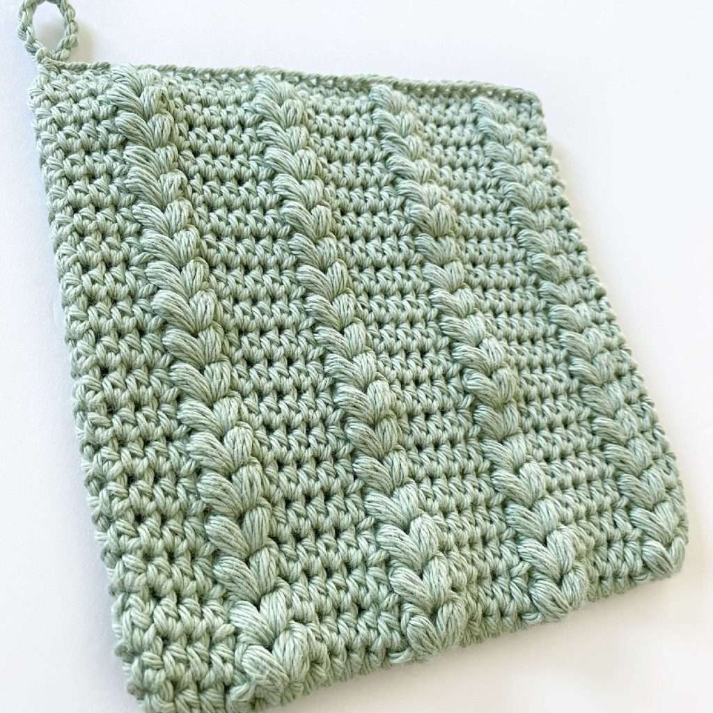 How to Crochet a Puff Stitch Heart Potholder