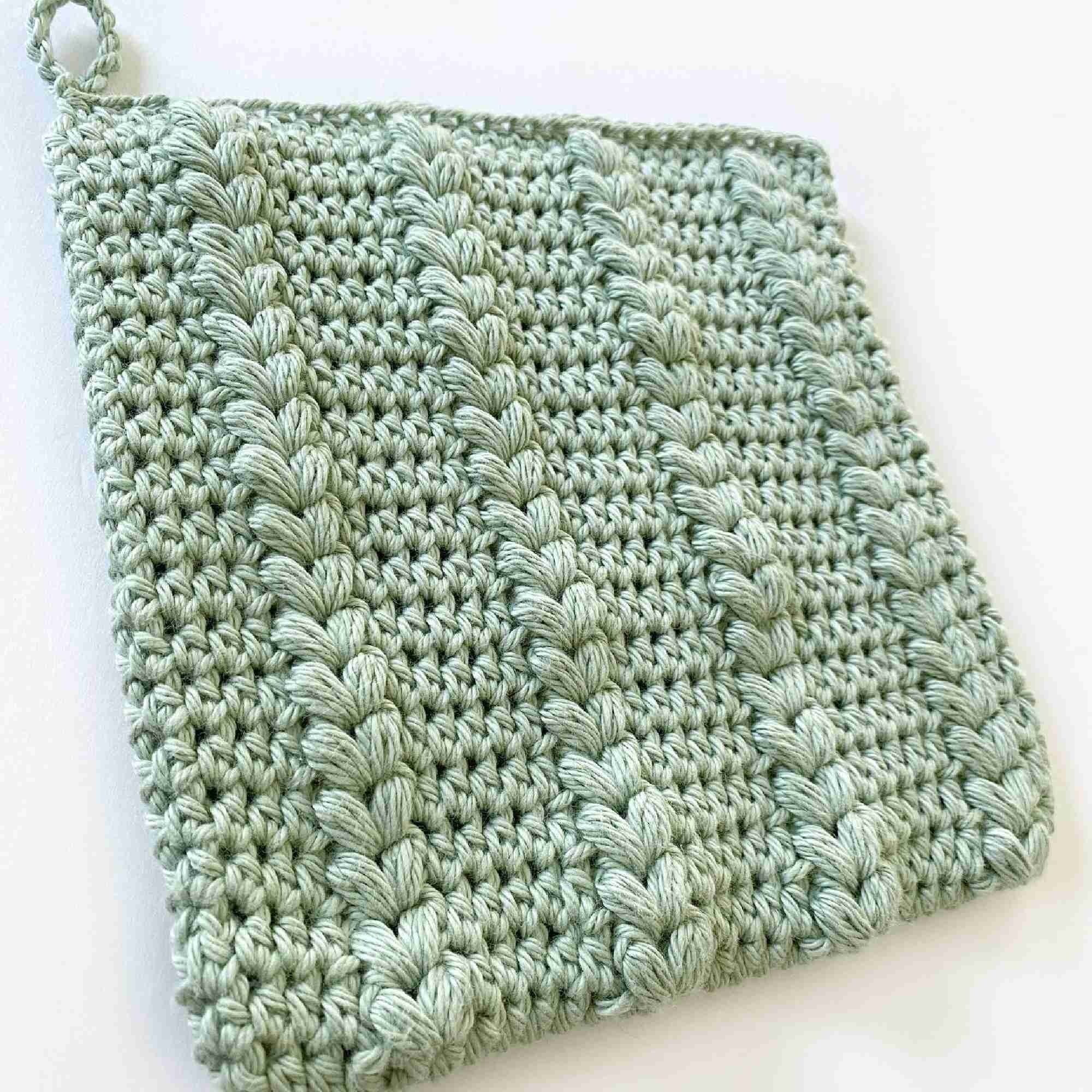 How to Crochet a Puff Stitch Heart Potholder