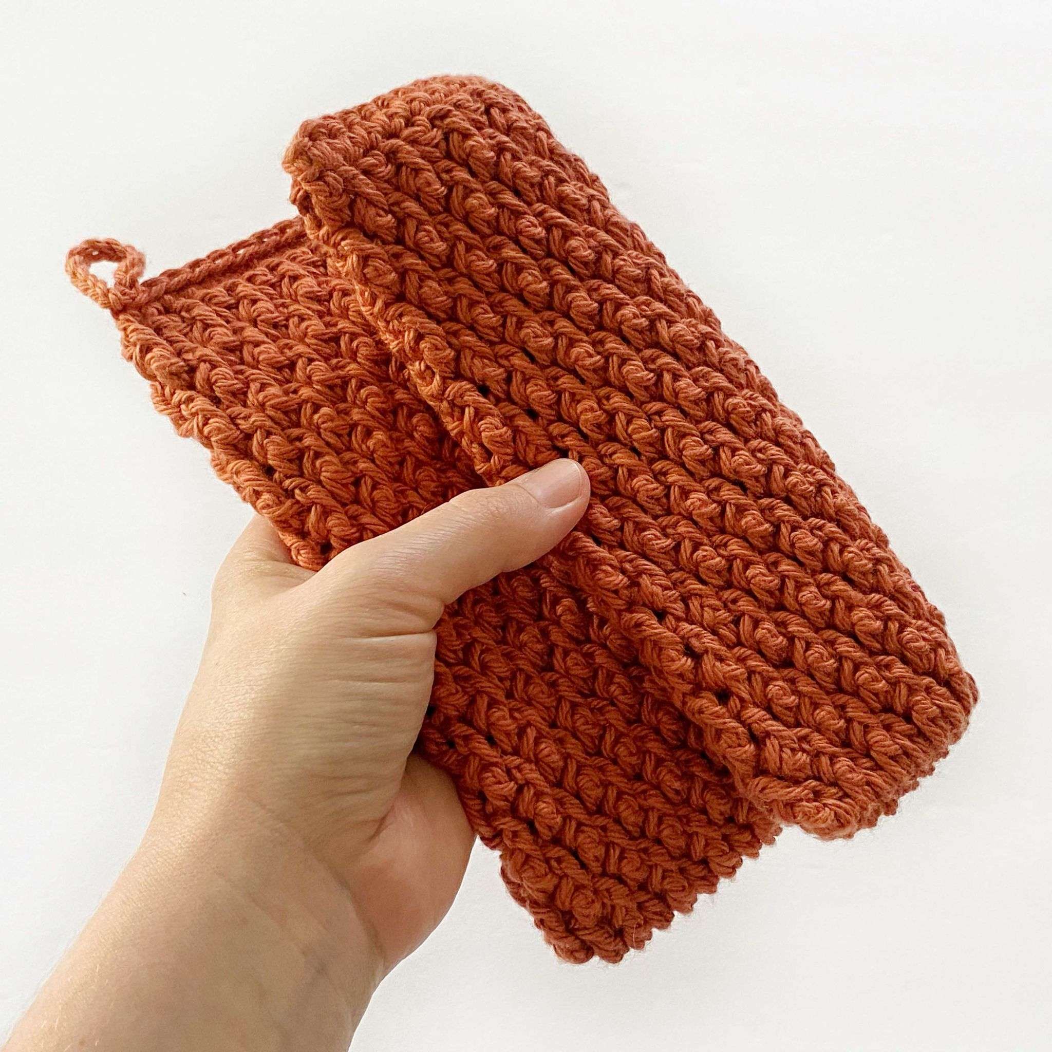 Beautiful Burnt Orange Textured Double Thick Crochet Potholder Pattern