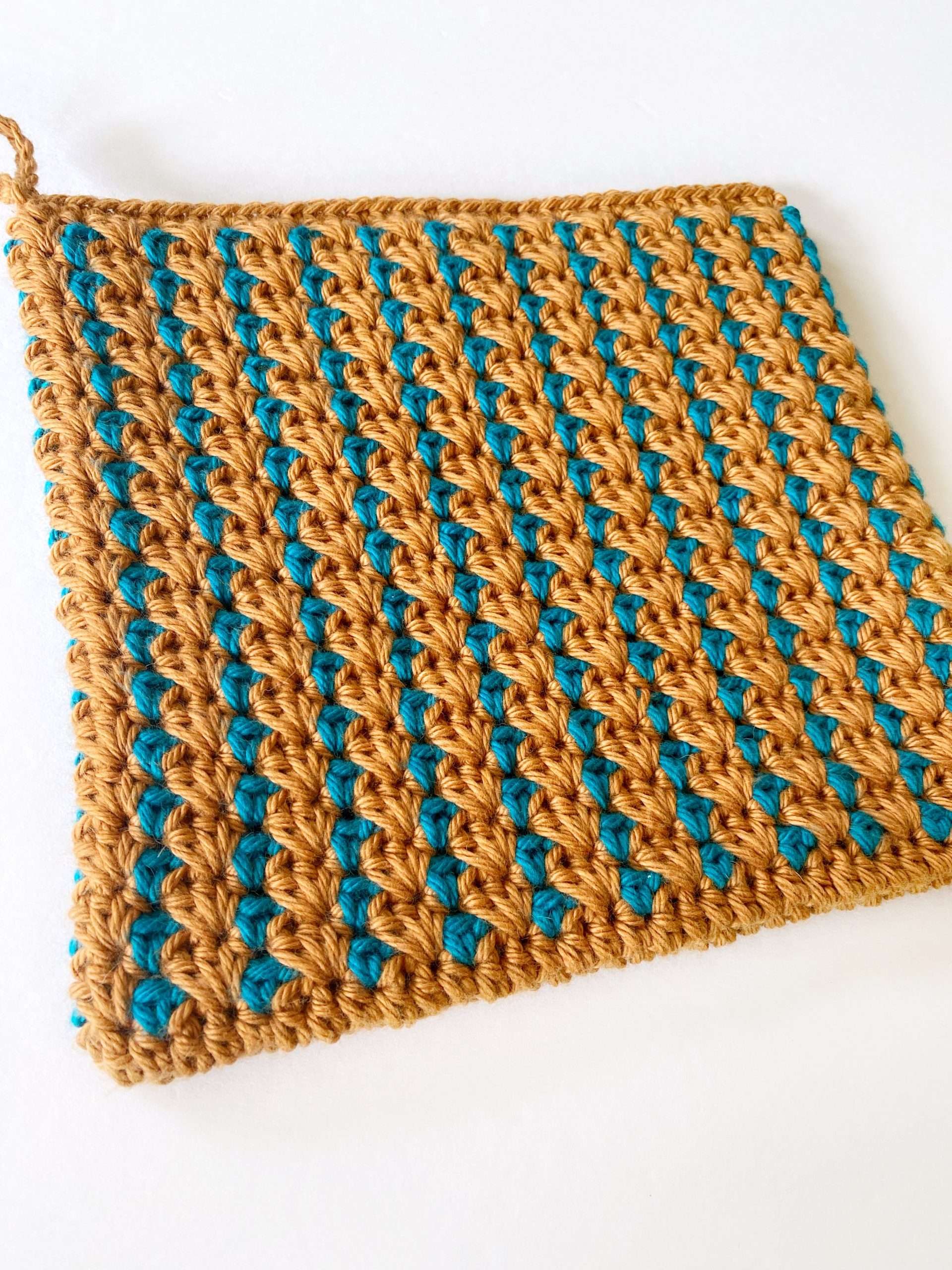 Front Side of the Block Stitch Crochet Potholder