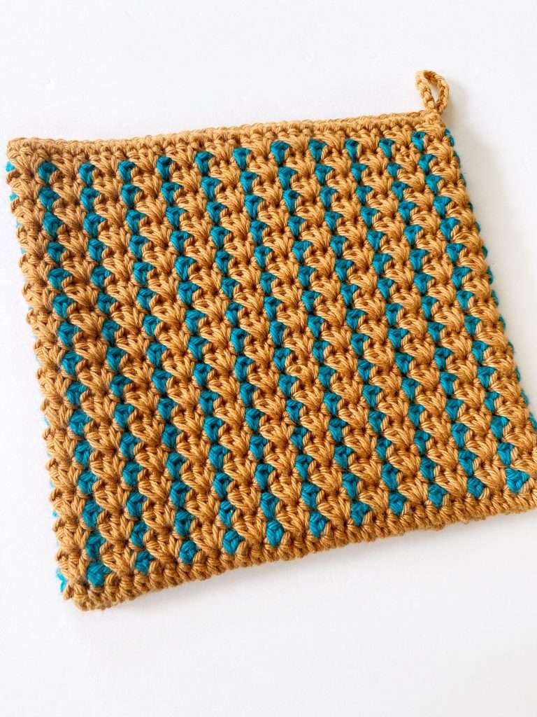 Back Side of the Bejeweled Block Stitch Crochet Potholder