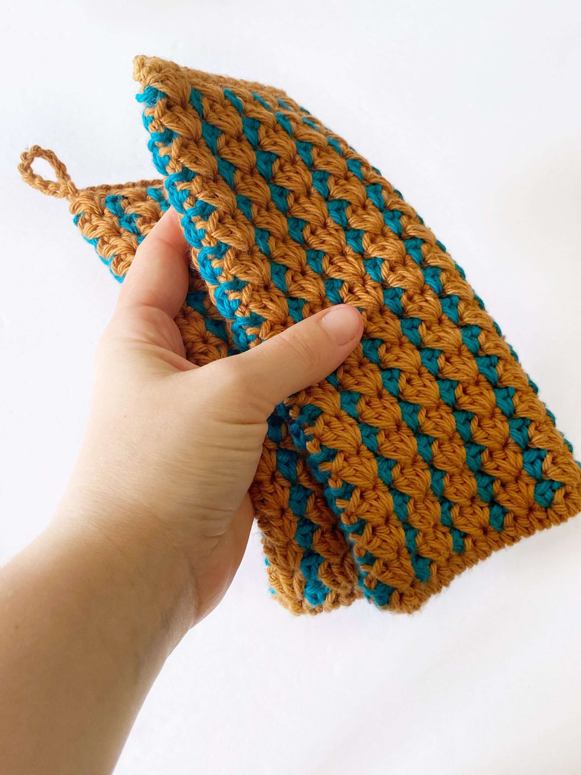 Double Thick Striped Crochet Potholder