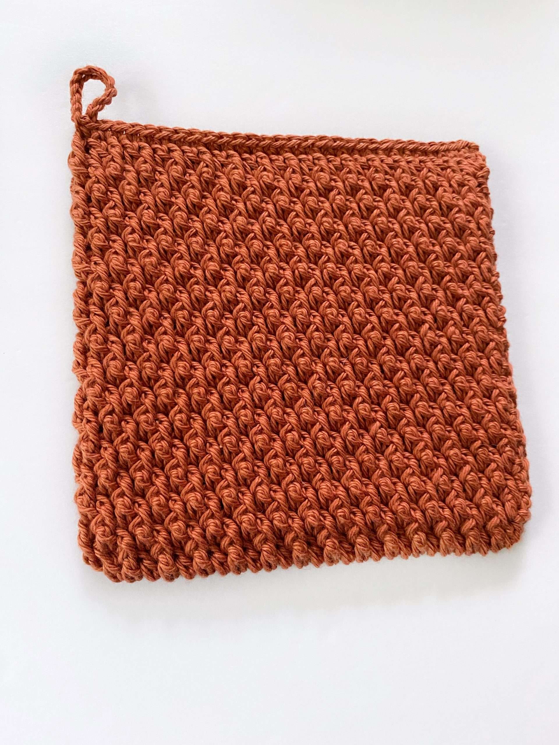 Front Side of the Alpine Stitch Crochet Potholder Pattern