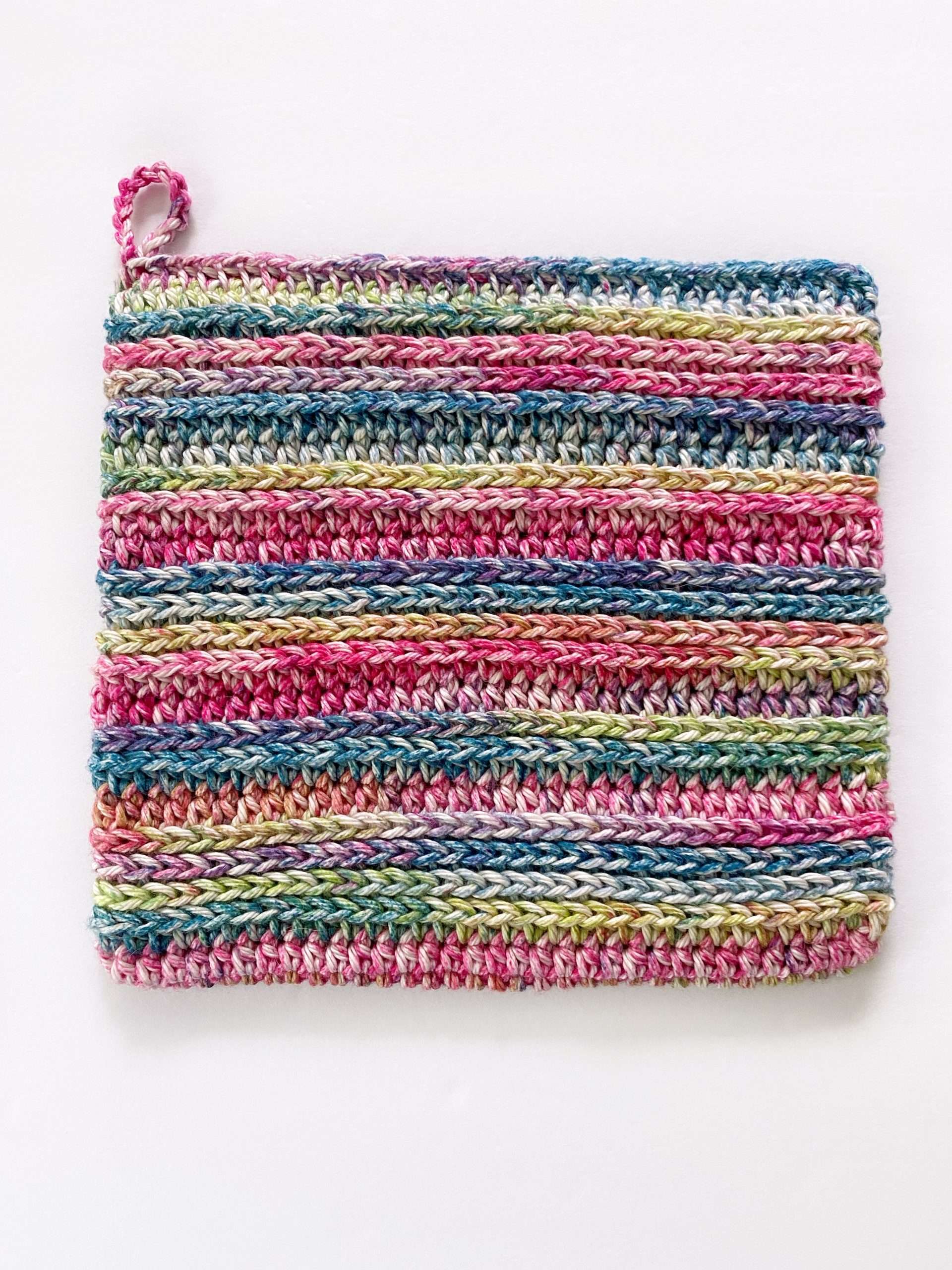 Front Side of the Mystic Trail Crochet Potholder Pattern