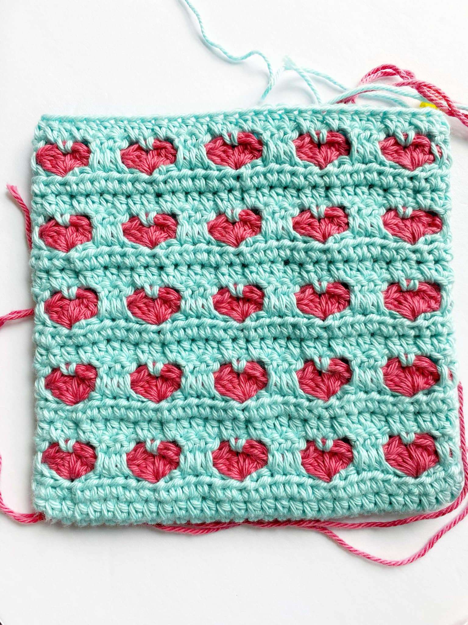 Closing the Heart Stitch Love Bomb Crochet Potholder