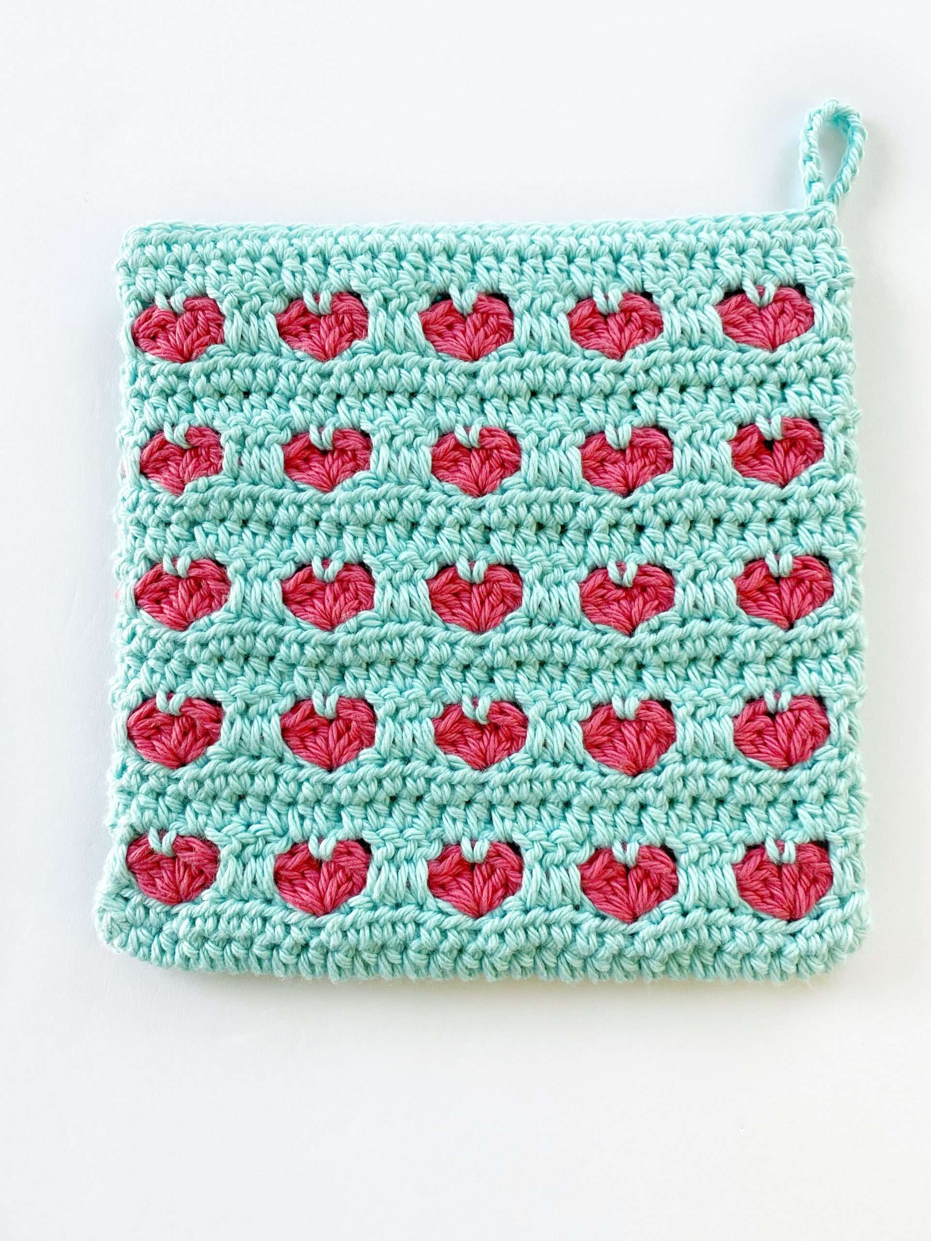 Back Side of Heart Stitch Crochet Potholder