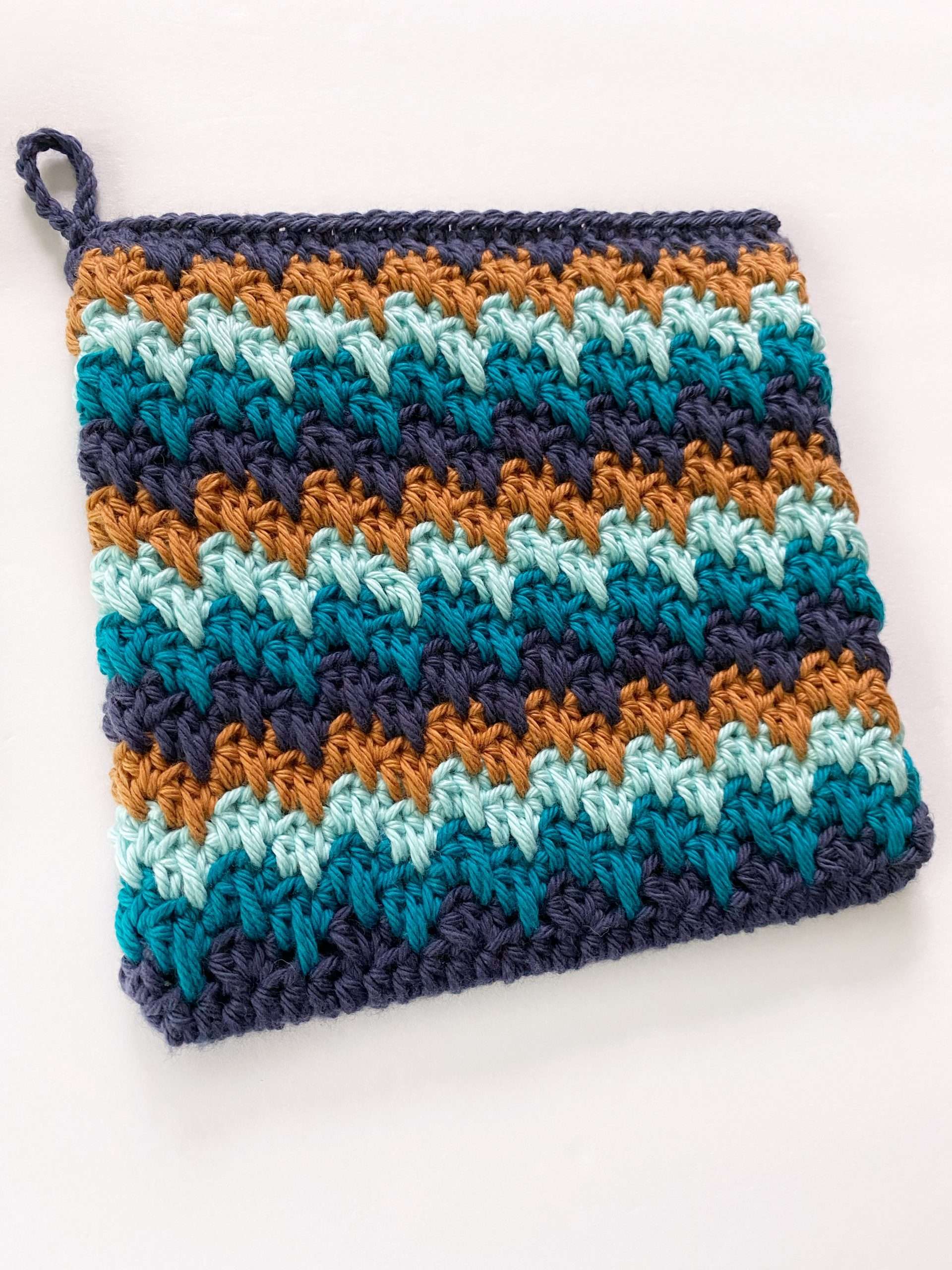 The Front Side of the Granny Spike Stitch Striped Potholder