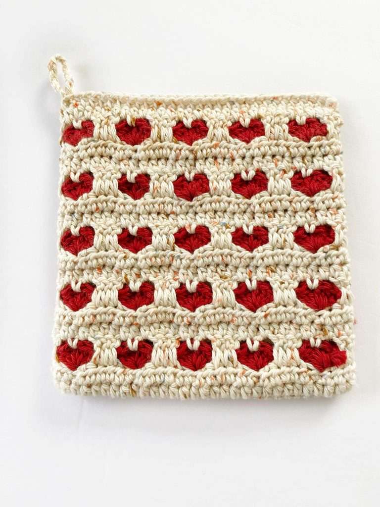 Beautiful Crochet Heart Striped Potholder Hot Pad Pattern
