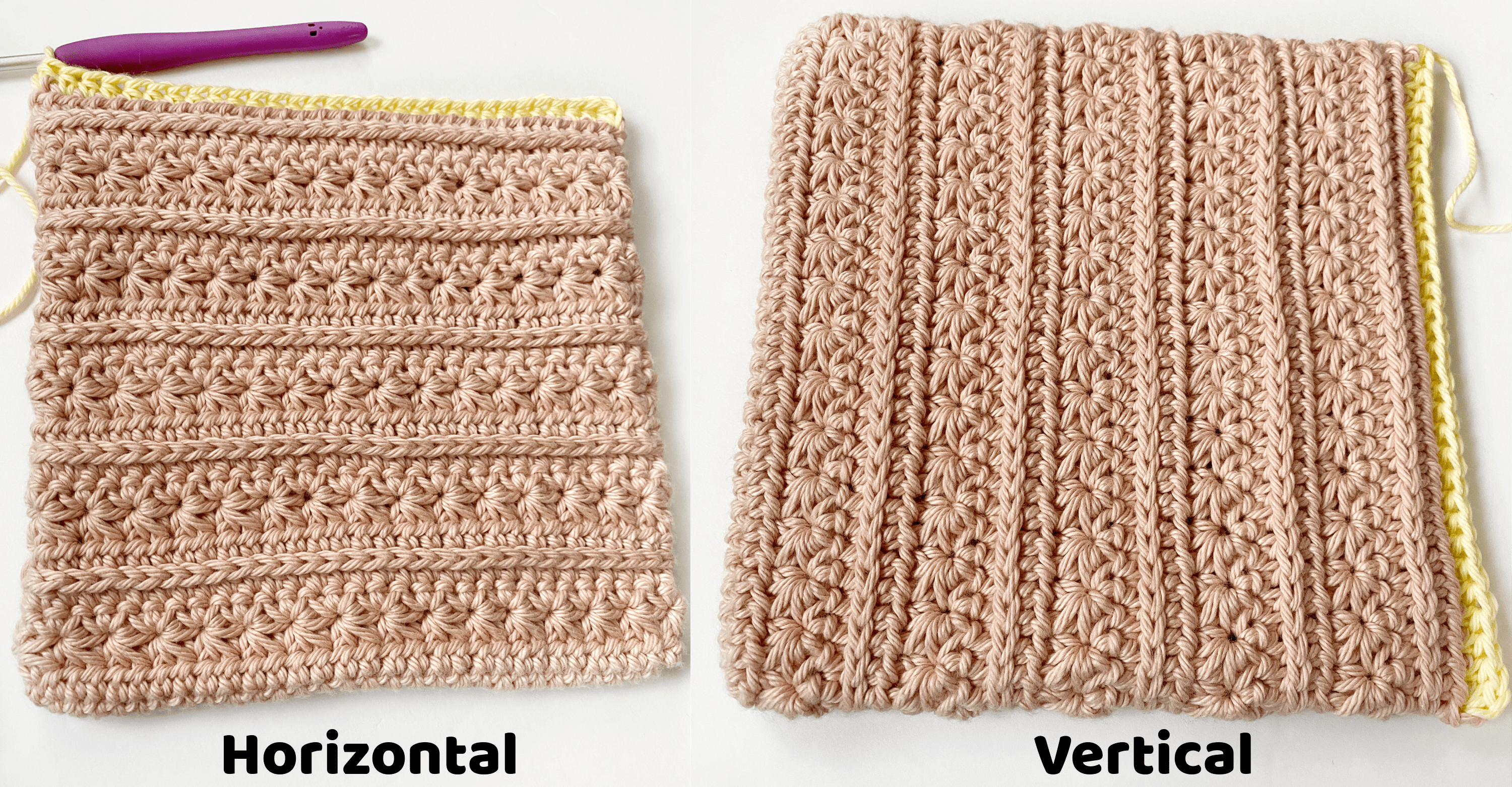 Horizontal versus Vertical Written in the Stars Crochet Potholder