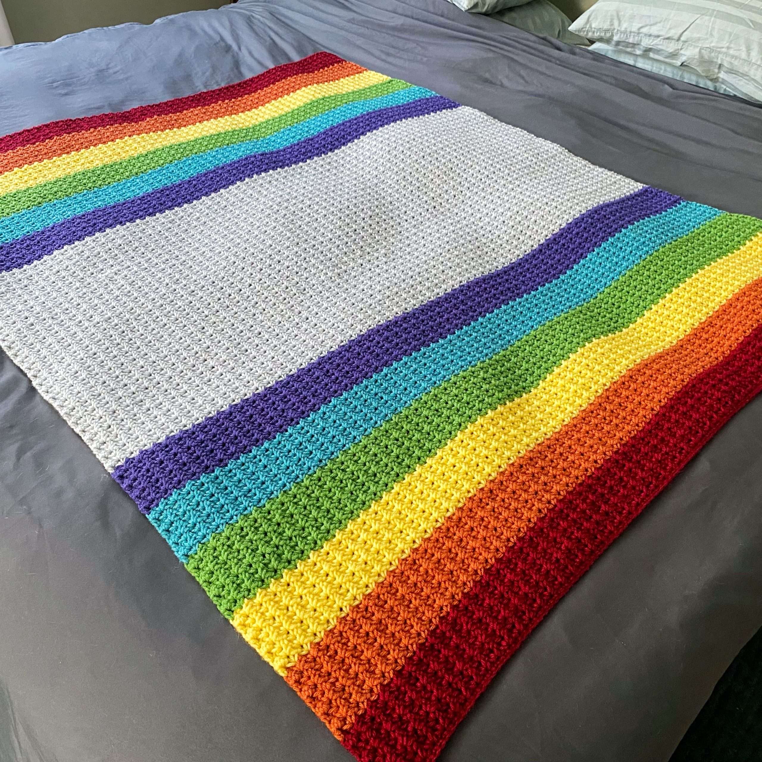 Fun and Relaxing Rainbow Striped Crochet Blanket for Beginners