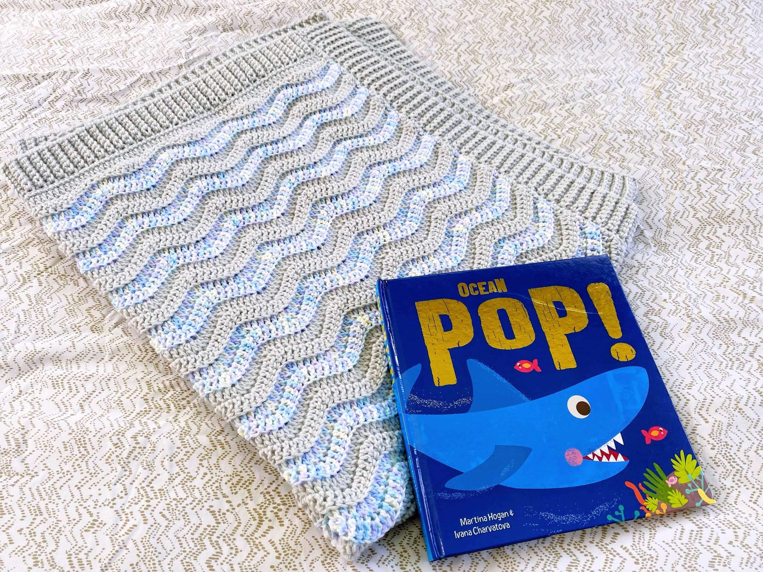 Making Waves Ripple Rectangular Baby Blanket with Ribbed Border