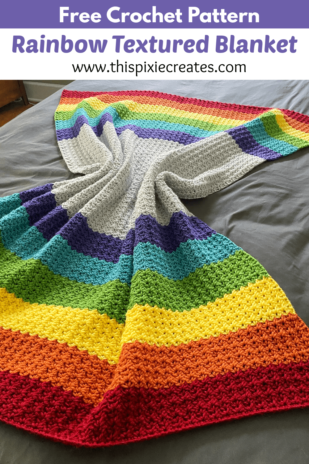 How to Crochet a Rainbow Striped Textured Spider Stitch Blanket
