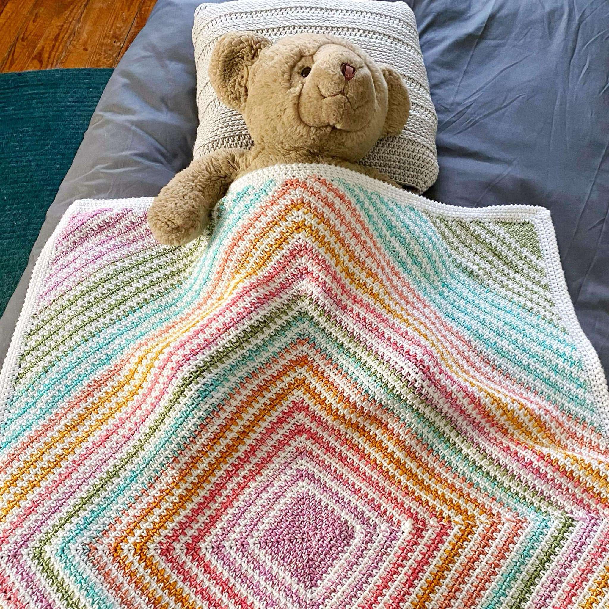 How to Crochet a Rainbow Striped Diamond Baby Blanket