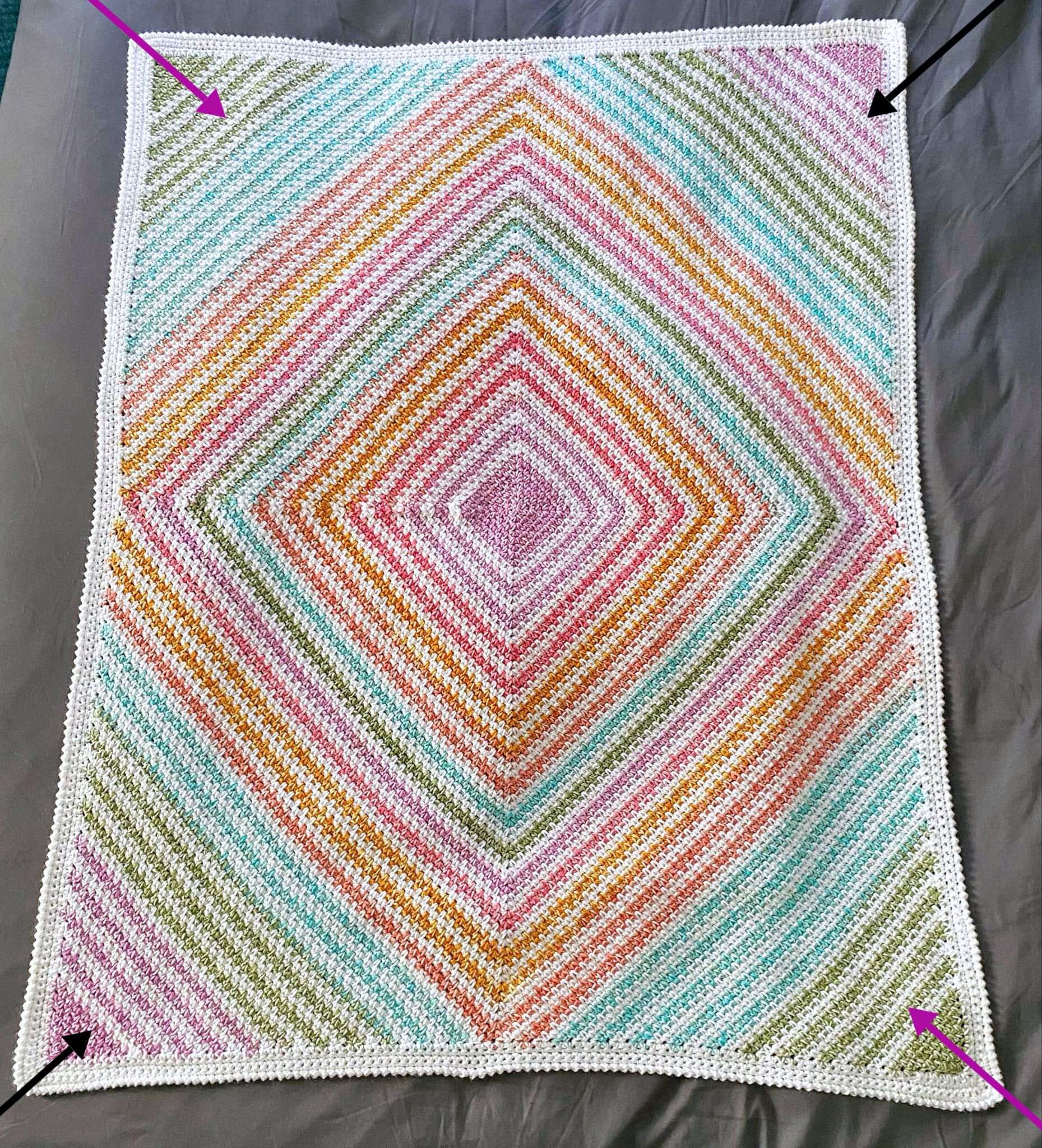 Mandala Ombre Tranquil Crochet Striped Baby Blanket