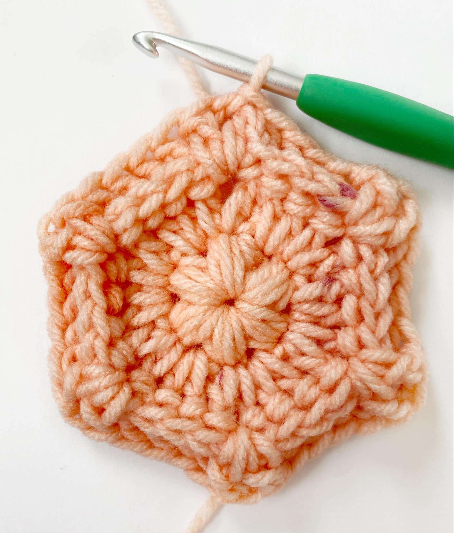 Round 3 of the Dusk to Dawn Textured Crochet Hexagon