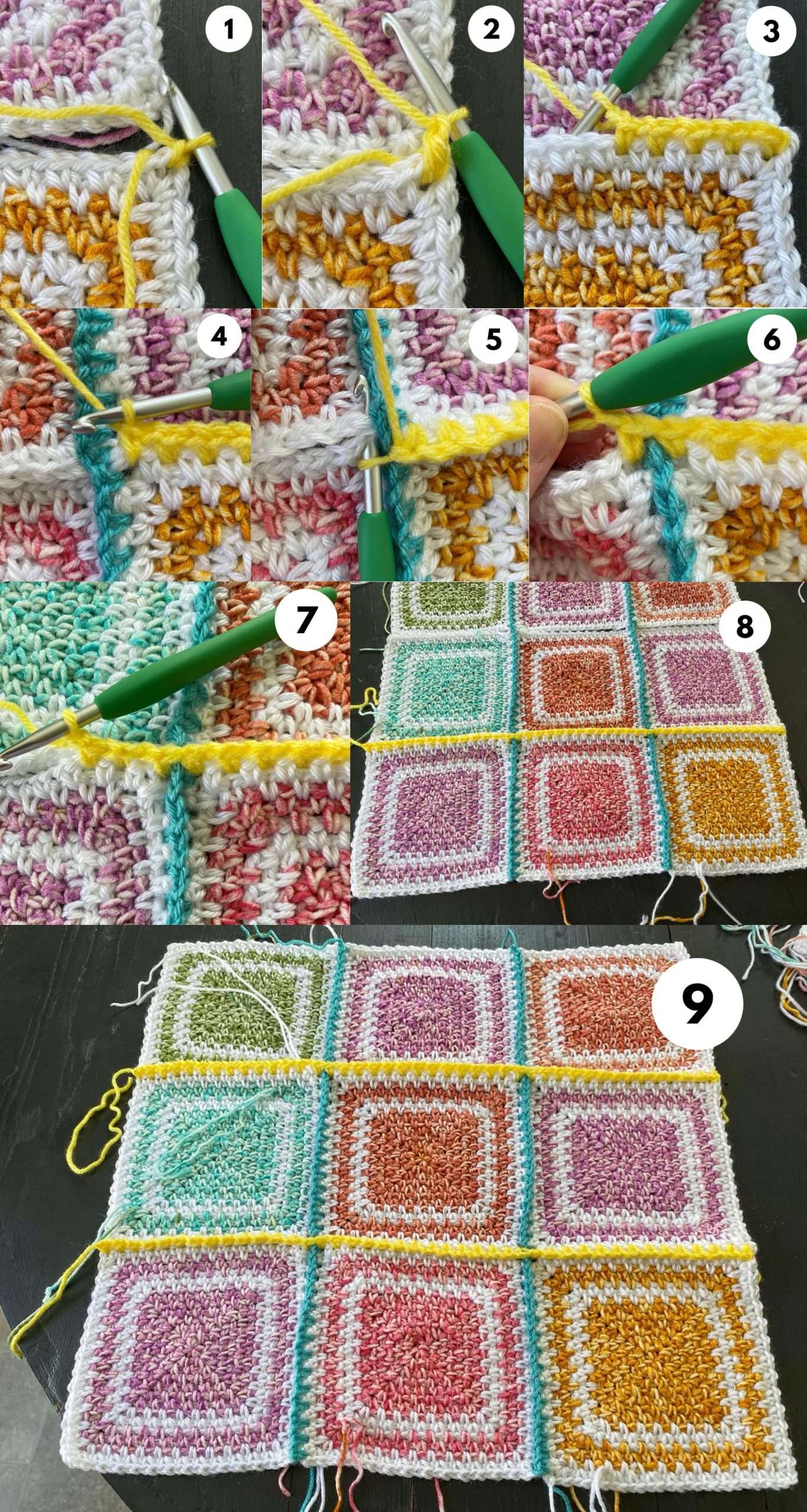 How to Join the Columns of the Moss Stitch Squares in a Blanket