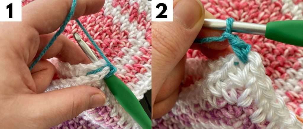 Joining Moss Stitch Squares Together