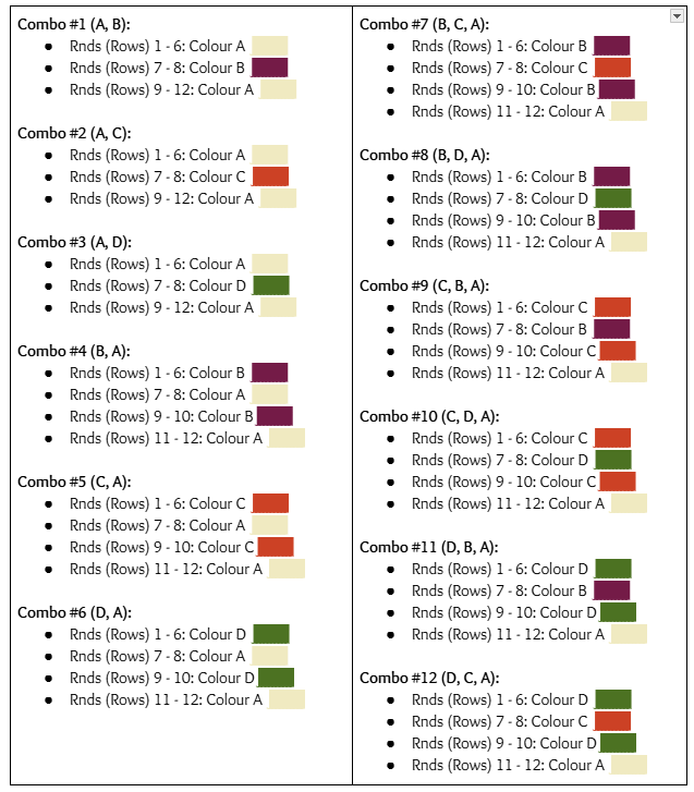 Colour Combinations for the Disco Queen Moss Stitch Square Blanket