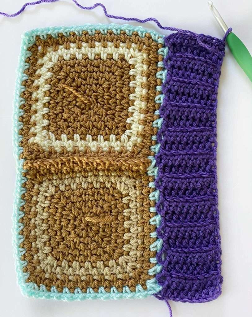 Moss Stitch Square Blanket with Half Double Crochet Ribbed Border