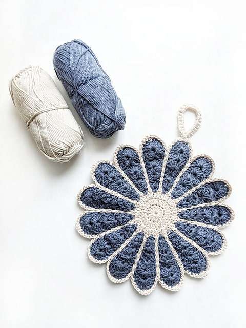 Vintage Flower Crochet Potholder by Jewels and Jones